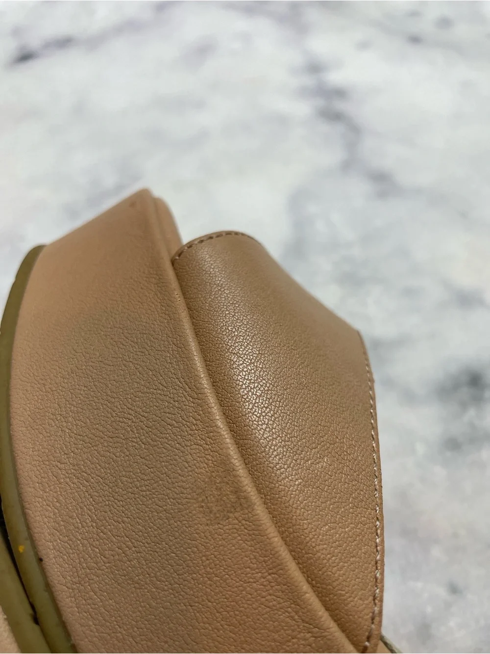 Eileen Fisher Mime Honey Tumbled Leather Platform Sandals Sz 6.5